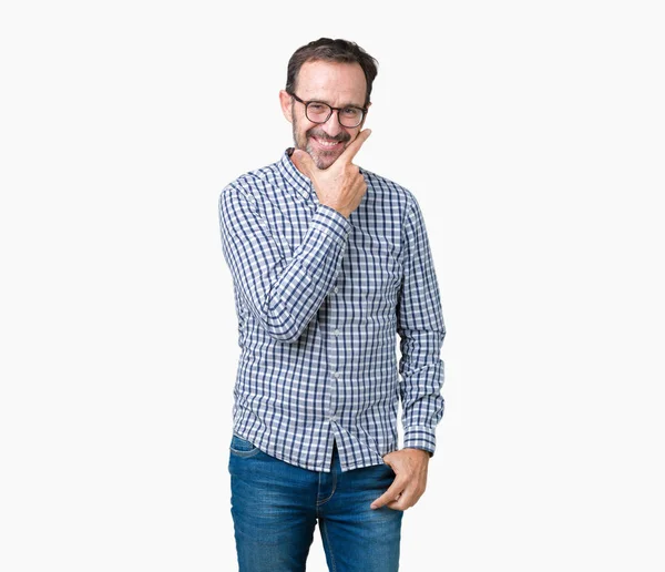 Stilig Medelåldern Eleganta Senior Business Man Glasögon Över Isolerade Bakgrund — Stockfoto
