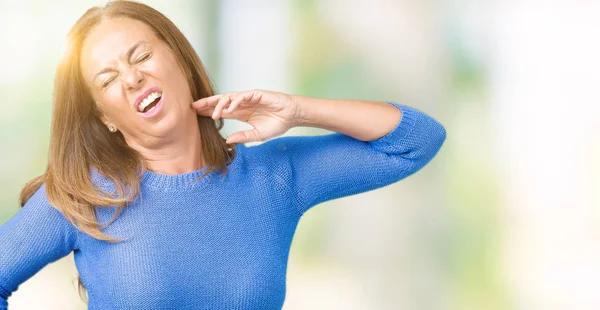 Schöne Frau Mittleren Alters Winterpullover Über Isoliertem Hintergrund Müde Und — Stockfoto