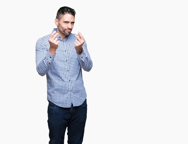 Young Handsome Man Isolated Background Doing Money Gesture Hand Asking — Stock Photo, Image