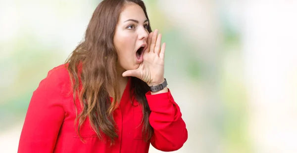 Beautiful Size Young Business Woman Isolated Background Shouting Screaming Loud — Stock Photo, Image