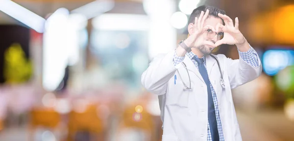 Handsome Young Doctor Man Isolated Background Doing Heart Shape Hand — Stock Photo, Image