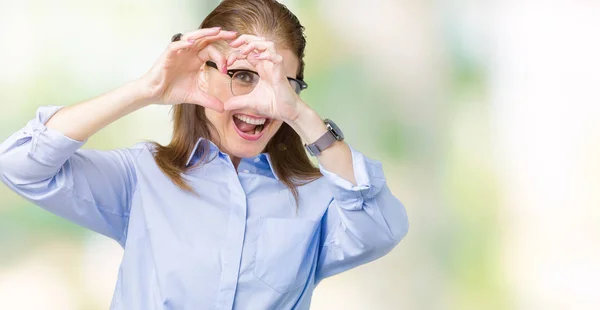 Hermosa Mujer Mediana Edad Madura Negocios Con Gafas Sobre Fondo —  Fotos de Stock