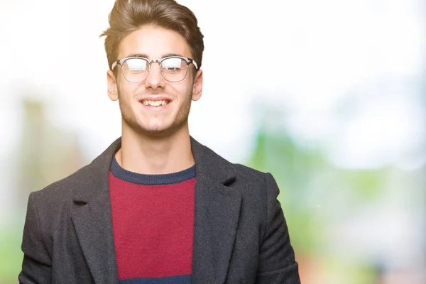 Joven Hombre Elegante Guapo Con Gafas Sobre Fondo Aislado Con —  Fotos de Stock