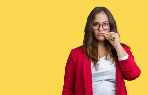 Mulher Negócios Bonita Size Jovem Vestindo Jaqueta Elegante Óculos Sobre — Fotografia de Stock