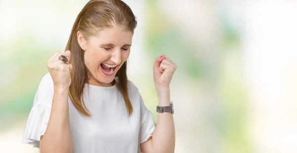 Mulher Bonita Madura Meia Idade Sobre Fundo Isolado Muito Feliz — Fotografia de Stock