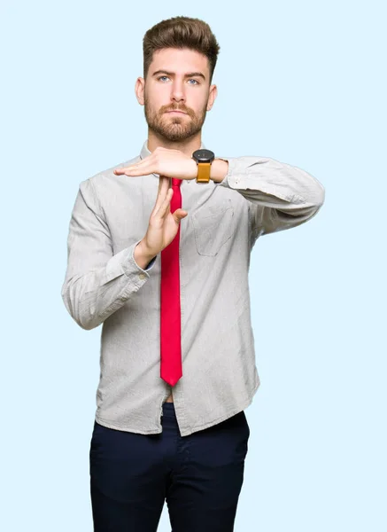 Young Handsome Business Man Doing Time Out Gesture Hands Frustrated — Stock Photo, Image