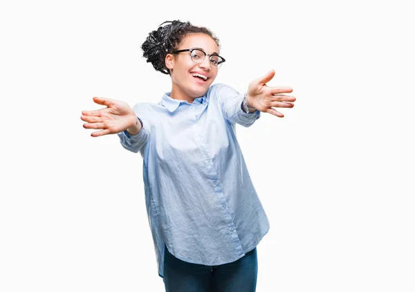 Young Braided Hair African American Business Girl Wearing Glasses Isolated — Stock Photo, Image