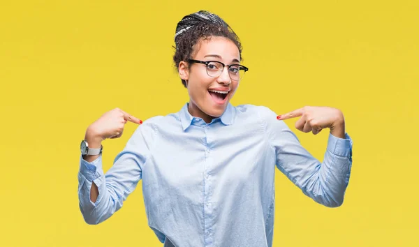 Young Braided Hair African American Business Girl Wearing Glasses Isolated — Stock Photo, Image