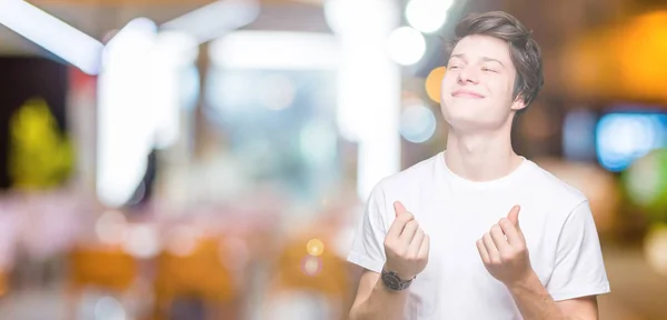 Young Handsome Man Wearing Casual White Shirt Isolated Background Doing — Stock Photo, Image