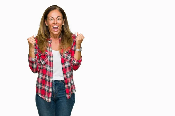 Mulher Adulta Meia Idade Vestindo Camisa Casual Sobre Fundo Isolado — Fotografia de Stock