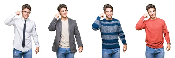 Collage Eines Jungen Gut Aussehenden Geschäftsmannes Mit Isoliertem Hintergrund Der — Stockfoto