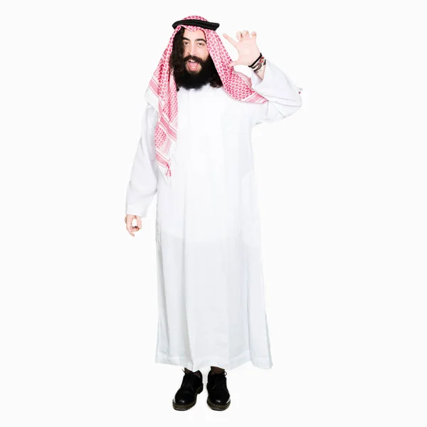 Homme Affaires Arabe Aux Cheveux Longs Portant Écharpe Keffiyeh Traditionnelle — Photo