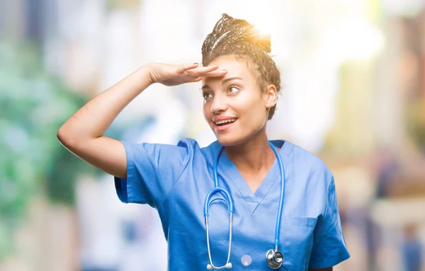 Junge Geflochtene Haare Afrikanisch Amerikanische Mädchen Professionelle Chirurgin Über Isolierten — Stockfoto