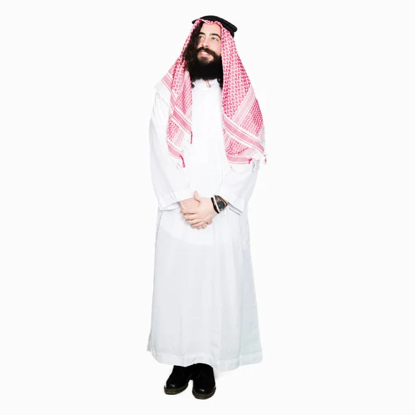 Homme Affaires Arabe Aux Cheveux Longs Portant Écharpe Keffiyeh Traditionnelle — Photo