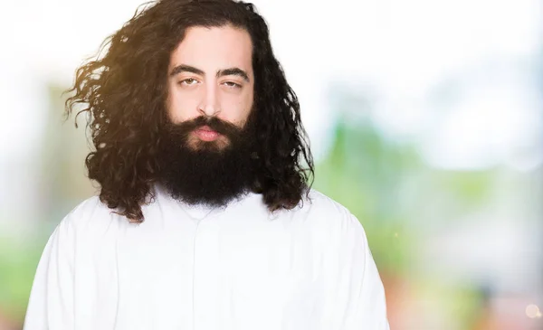 Mann Jesuschristuskostüm Deprimiert Und Besorgt Über Die Weint Wütend Und — Stockfoto