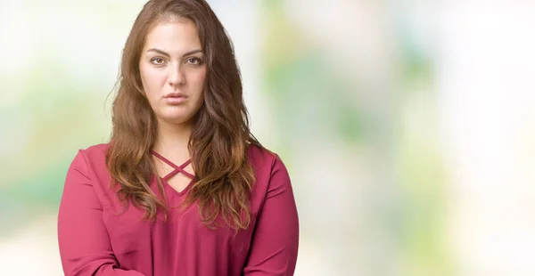 Beautiful Size Young Woman Isolated Background Skeptic Nervous Disapproving Expression — Stock Photo, Image