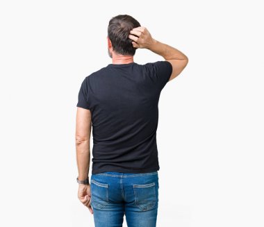Yakışıklı orta yaş ağarmış komuta sizde izole arka plan geriye düşünme hakkında şüphe kafasına el ile üzerinden