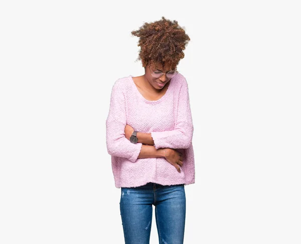 Hermosa Mujer Afroamericana Joven Con Gafas Sobre Fondo Aislado Con — Foto de Stock