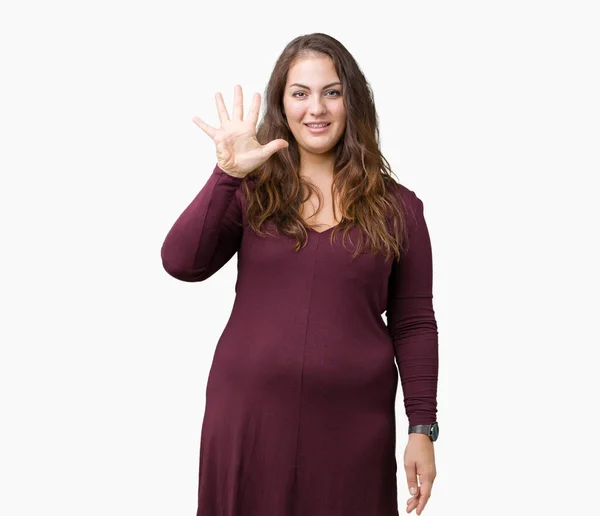 Bonita Atraente Size Jovem Mulher Vestindo Vestido Sobre Fundo Isolado — Fotografia de Stock