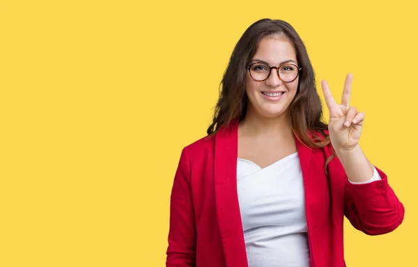 Mulher Negócios Bonita Size Jovem Vestindo Jaqueta Elegante Óculos Sobre — Fotografia de Stock