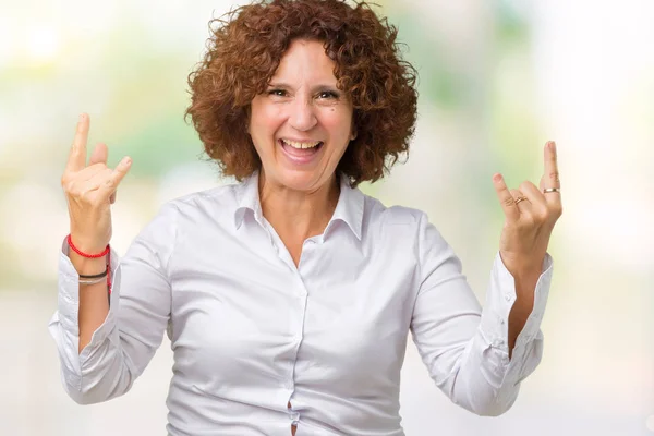 Senior Business Piękne Środkowym Ager Kobieta Białym Tle Krzycząc Crazy — Zdjęcie stockowe
