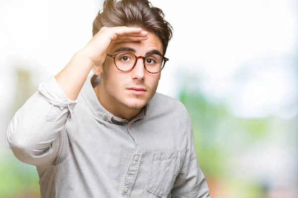 Joven Hombre Guapo Con Gafas Sobre Fondo Aislado Muy Feliz — Foto de Stock