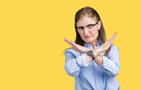 Kobiety Dojrzałe Biznesu Piękne Średnim Wieku Okularach Białym Tle Odrzucenia — Zdjęcie stockowe