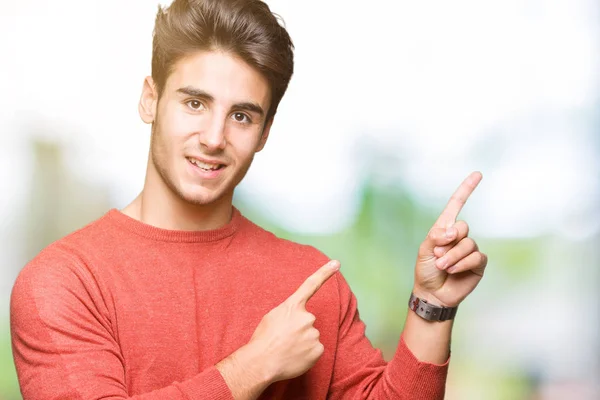 Young Handsome Man Isolated Background Smiling Looking Camera Pointing Two — Stock Photo, Image