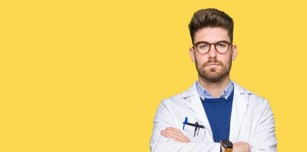 Young Handsome Scientist Man Wearing Glasses Skeptic Nervous Disapproving Expression — Stock Photo, Image