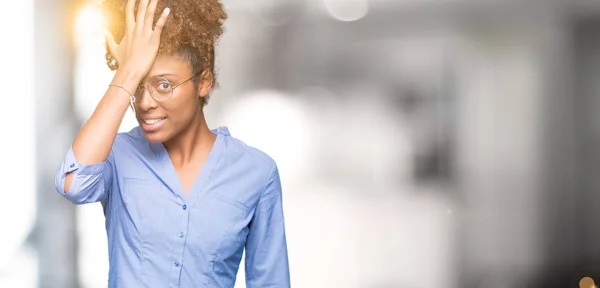 Beautiful Young African American Business Woman Isolated Background Surprised Hand — Stock Photo, Image