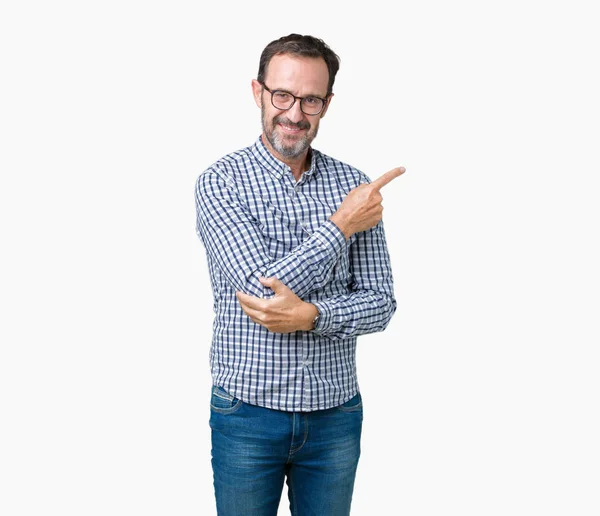 Guapo Mediana Edad Elegante Hombre Mayor Con Gafas Sobre Fondo — Foto de Stock