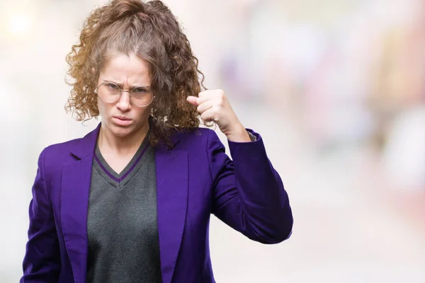 Joven Estudiante Morena Vistiendo Uniforme Escolar Gafas Sobre Fondo Aislado — Foto de Stock