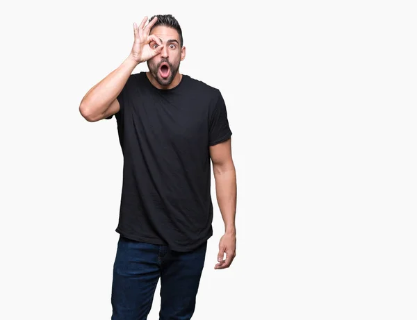 Young Handsome Man Isolated Background Doing Gesture Shocked Surprised Face — Stock Photo, Image