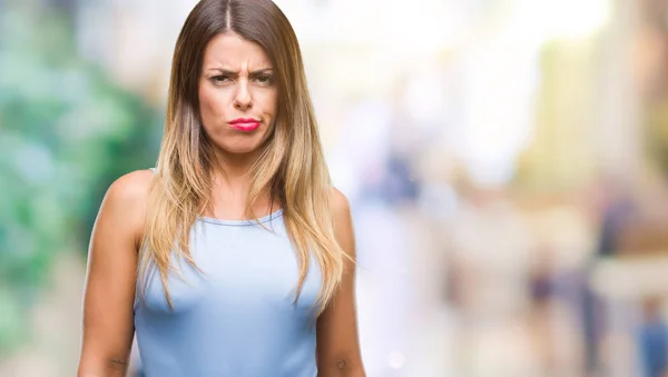 Joven Hermosa Mujer Negocios Elegante Sobre Fondo Aislado Escéptico Nervioso — Foto de Stock