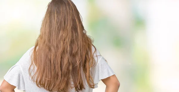 Jovem Bela Mulher Negócios Morena Sobre Fundo Isolado Para Trás — Fotografia de Stock