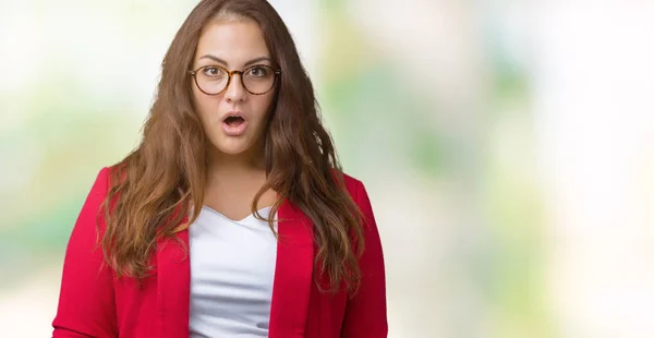 Hermosa Mujer Negocios Más Tamaño Joven Con Chaqueta Elegante Gafas —  Fotos de Stock