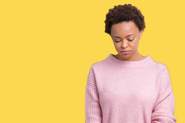 Beautiful Young African American Woman Isolated Background Depressed Worry Distress — Stock Photo, Image