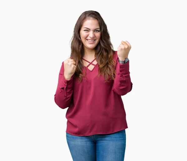 Mooi Grootte Jonge Vrouw Geïsoleerde Achtergrond Erg Blij Opgewonden Doet — Stockfoto