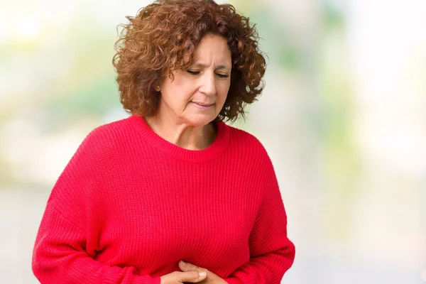 Mooie Midden Ager Senior Vrouw Rode Winter Trui Geïsoleerd Achtergrond — Stockfoto