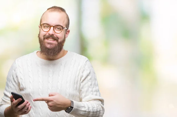 Joven Caucásico Hipster Hombre Mensajes Texto Que Envían Mensaje Utilizando —  Fotos de Stock