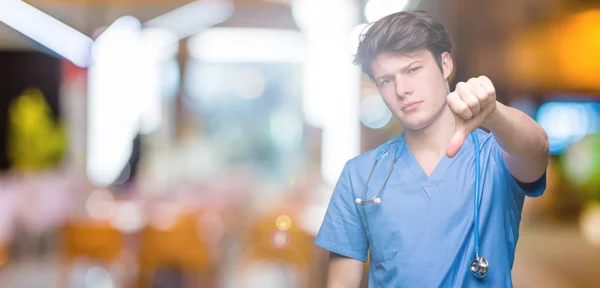 Young Doctor Wearing Medical Uniform Isolated Background Looking Unhappy Angry — Stock Photo, Image