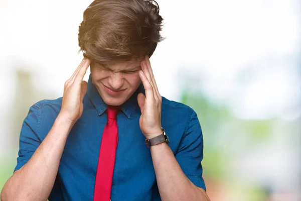 Joven Hombre Negocios Guapo Con Corbata Roja Sobre Fondo Aislado —  Fotos de Stock