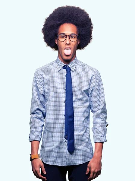 Jovem Homem Negócios Afro Americano Com Cabelo Afro Vestindo Óculos — Fotografia de Stock