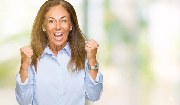 Beautiful Middle Age Business Adult Woman Isolated Background Celebrating Surprised — Stock Photo, Image