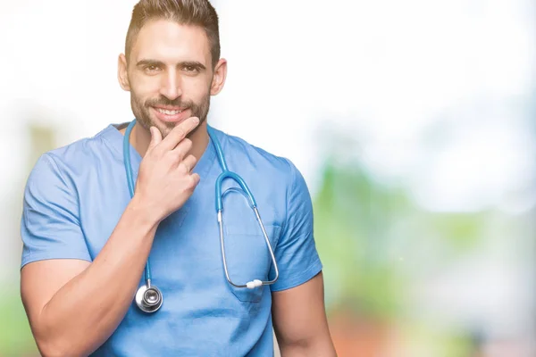 Handsome Young Doctor Surgeon Man Isolated Background Looking Confident Camera — Stock Photo, Image