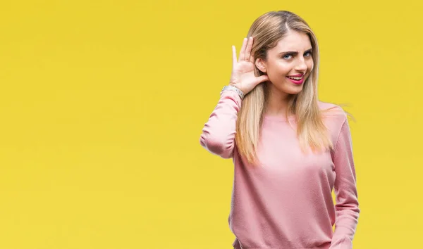 Junge Schöne Blonde Frau Rosa Winterpullover Über Isoliertem Hintergrund Lächelt — Stockfoto