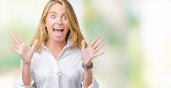 Beautiful Young Business Woman Isolated Background Celebrating Crazy Amazed Success — Stock Photo, Image