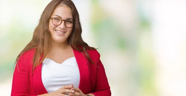 Vackra Storlek Ung Affärskvinna Bär Eleganta Jacka Och Glasögon Över — Stockfoto