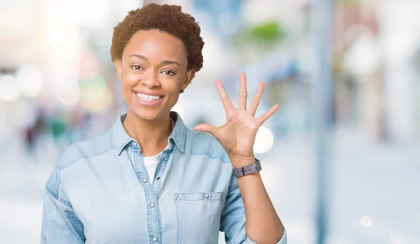 Jonge Mooie Afrikaanse Amerikaanse Vrouw Geïsoleerde Achtergrond Weergeven Met Vingers — Stockfoto