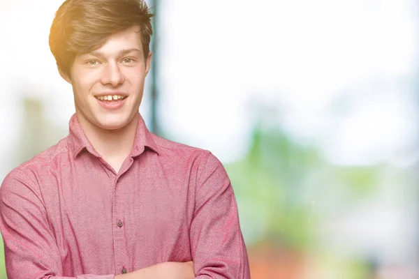 Junger Gutaussehender Geschäftsmann Über Isoliertem Hintergrund Mit Glücklichem Lächeln Und — Stockfoto